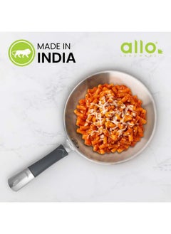 Allo Allo Stainless Steel Triply Fry Pan/Skillet for Curry/Stir-Fry/Deep-Fry/DryVeg/Sauté/Cooking Induction Friendly, Naturally Non-Stick with Handle Steel Pan | 10 Years Warranty, 20cm, 1 litres  - Image 5