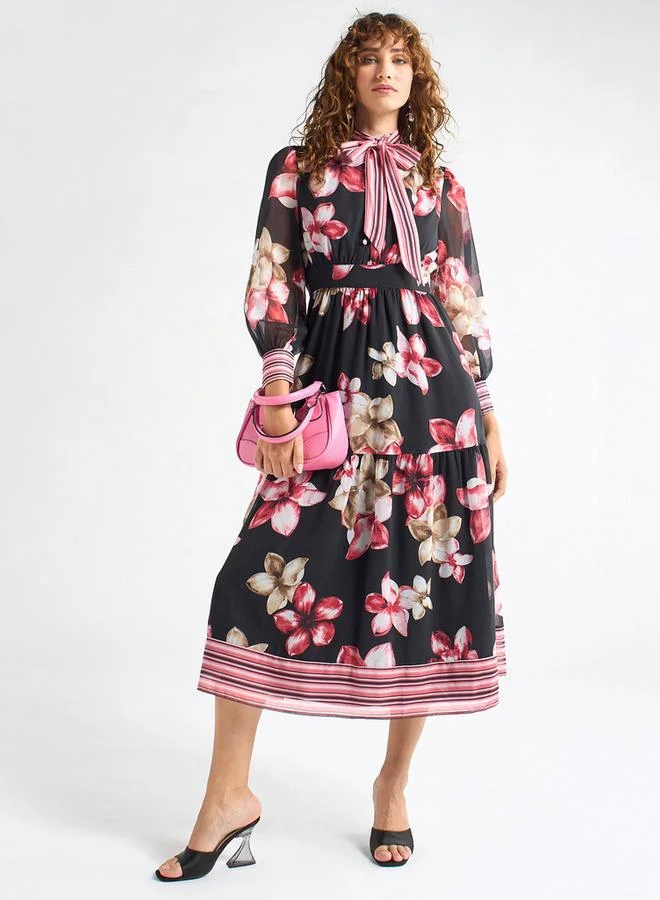 Splash FAV Floral Chiffon Midi Dress