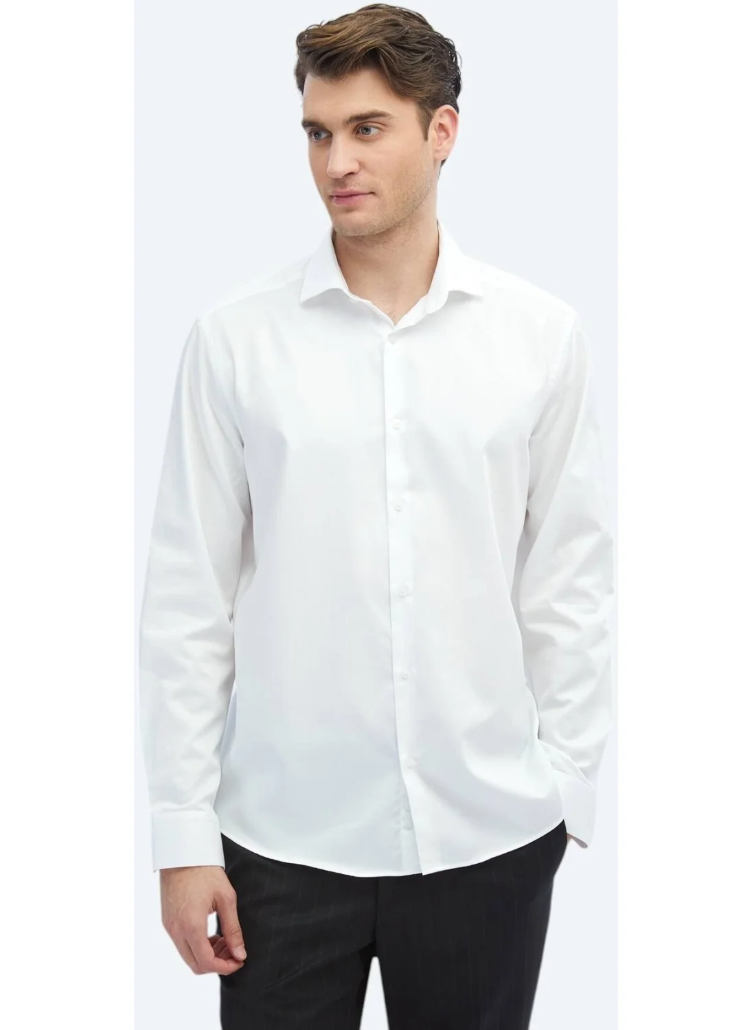 كيب White Plain Weave Classic 100% Cotton Shirt