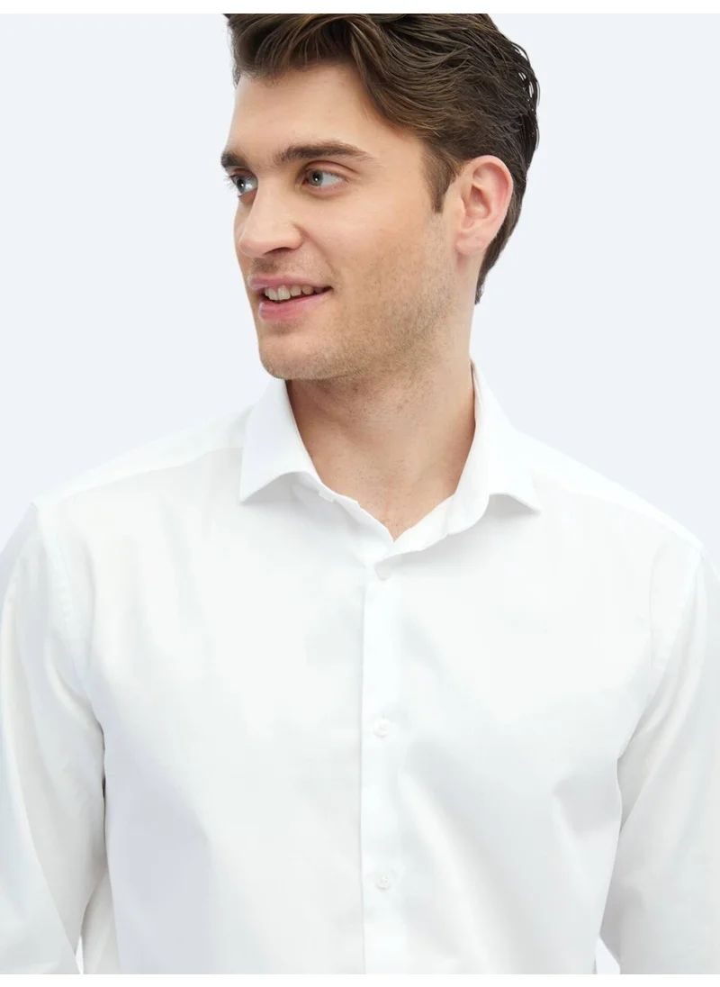 كيب White Plain Weave Classic 100% Cotton Shirt