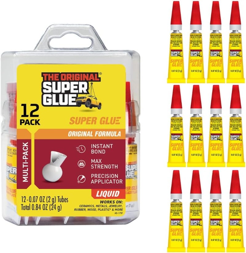 Super Glue The Original Super Glue 15187, Clear - 12 Pack of 2g Tubes - Image 1