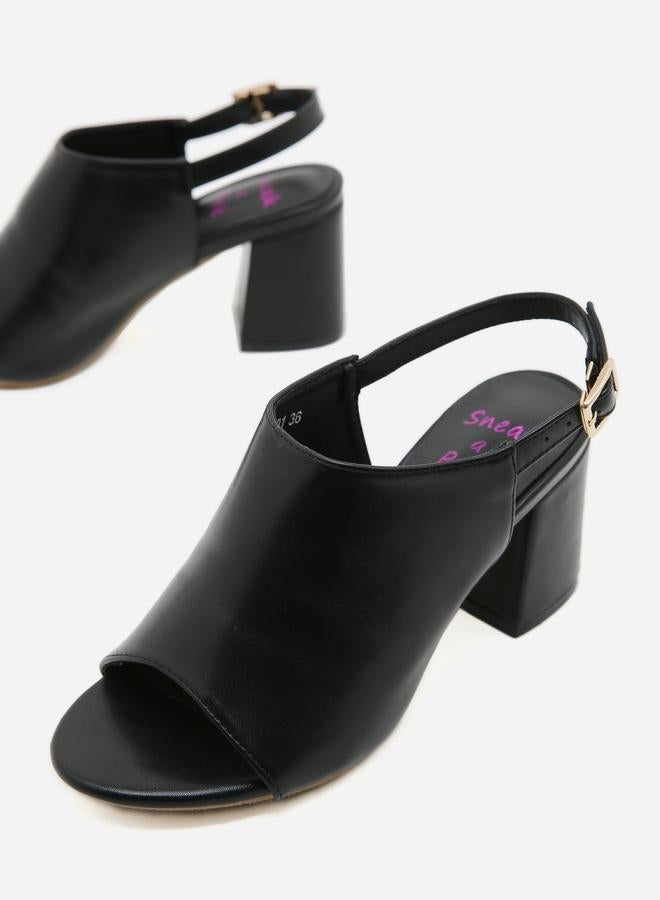 سنيك ايه بيك صندل بكعب عريض ورباط خلفي مع إبزيم - Image 4