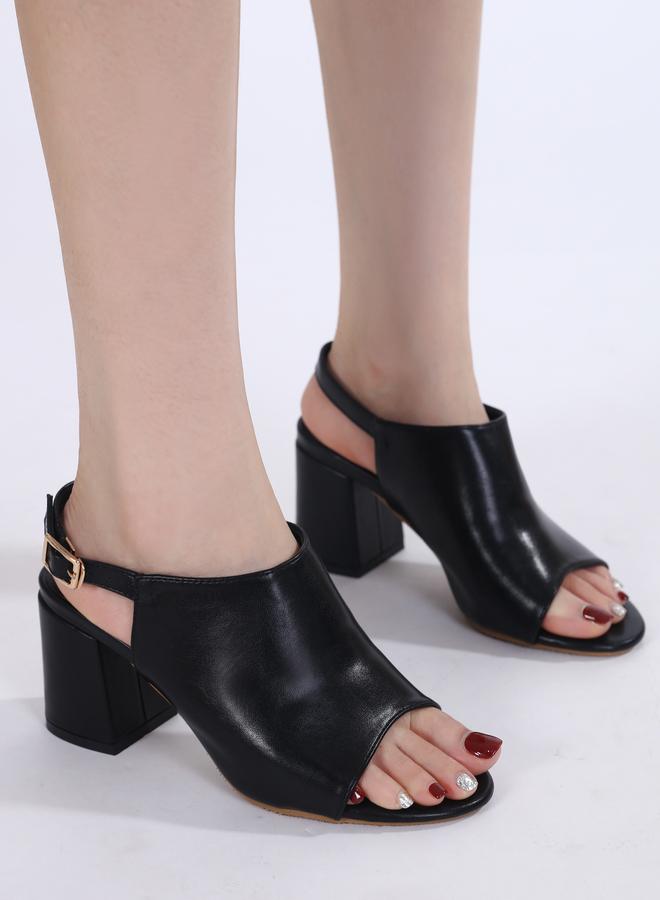 سنيك ايه بيك صندل بكعب عريض ورباط خلفي مع إبزيم - Image 5