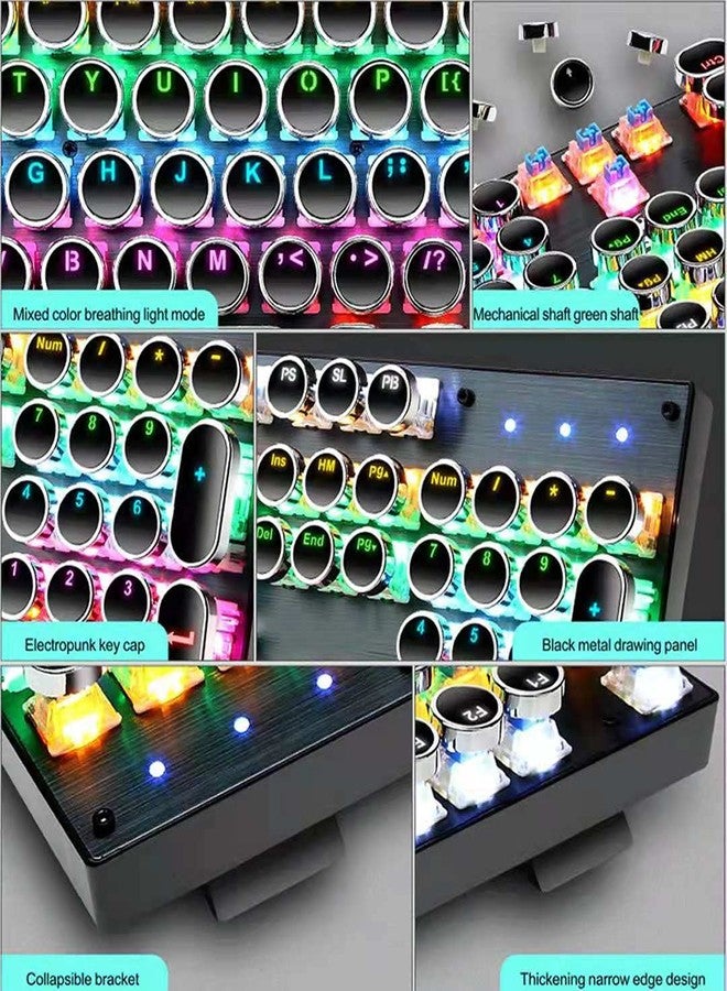 Ltvystore Retro Typewriter Mechanical Keyboard and Mouse Combo, Black with Blue Switch and 9 True RGB Backlight Modes, Cool Light Up for Gaming, Work, Mac, PC, Windows - Image 4