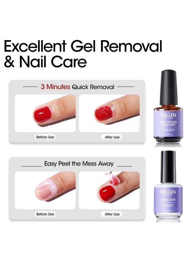 Gellen Gel Polish Remover Kit Gel Nail Polish Remover With Latex Tape Peel Off Liquid And Manicure Tools Quick & Easy Gel Polish Remover In 25 Minutes No Damage To Nails - Image 2