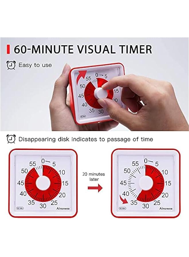 Visual Timer, 60-Minute Silent Countdown Timer for Kids and Adults, Time Management Tool for Kitchen, Classroom, Self-Study, No Loud Ticking  - Image 2