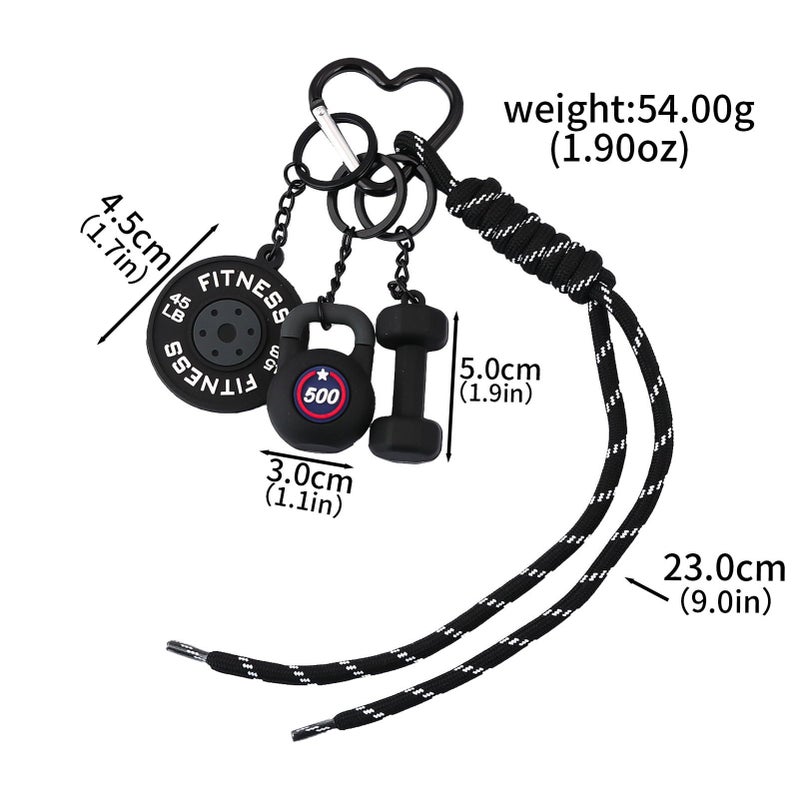 Disengor Gym Dumbbell Barbell Kettlebell Purse Keychain - Muscle Faith Cup Rope Bag Handbags Charms - Men Women Premium Gift for Fitness Enthusiasts (Black) - Image 3