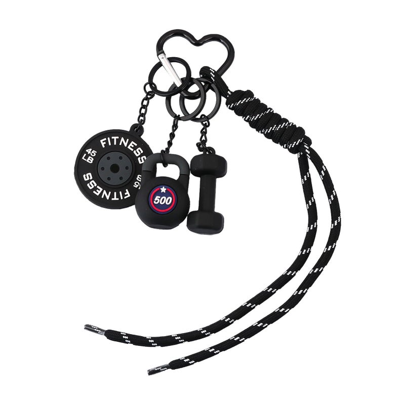 Disengor Gym Dumbbell Barbell Kettlebell Purse Keychain - Muscle Faith Cup Rope Bag Handbags Charms - Men Women Premium Gift for Fitness Enthusiasts (Black) - Image 1