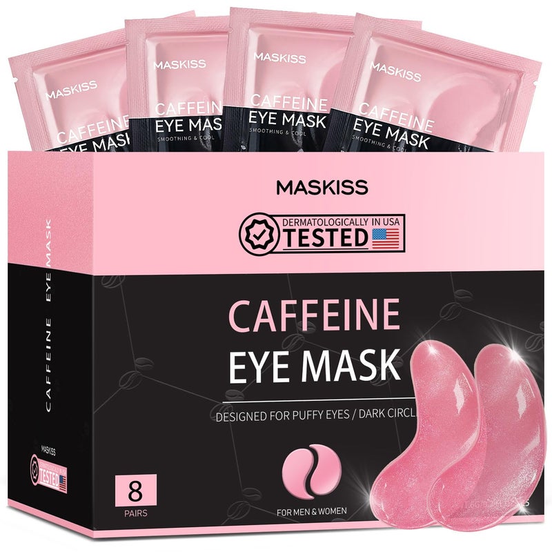 Maskiss Under Eye Patches (8 Pairs), Caffeine Eye Masks for Dark Circles Puffy Eyes Undereye Bags, Collagen Eye Patches for Wrinkles and Puffiness, Skin Care Gift for Her - Image 1
