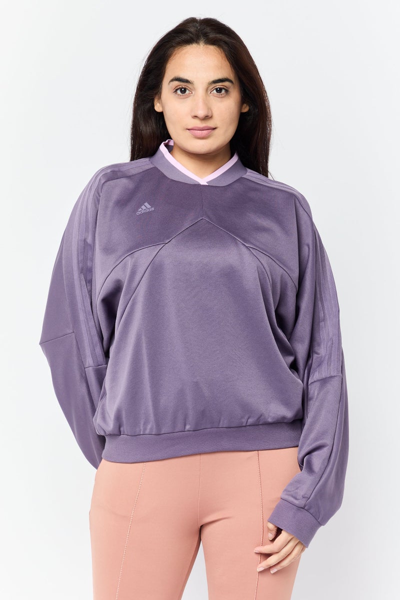 Adidas ملابس رياضية نسائية بأكمام طويلة مناسبة، بنفسجي - Image 1