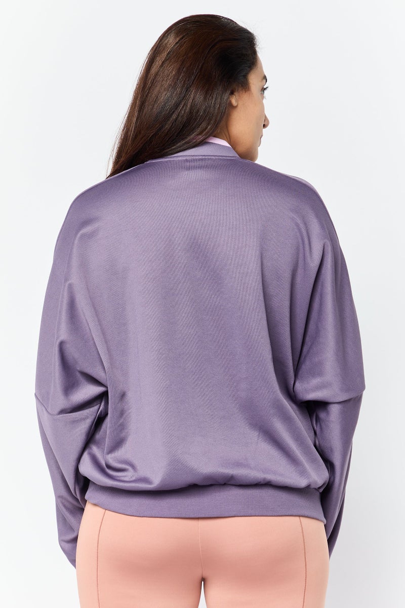 Adidas ملابس رياضية نسائية بأكمام طويلة مناسبة، بنفسجي - Image 3