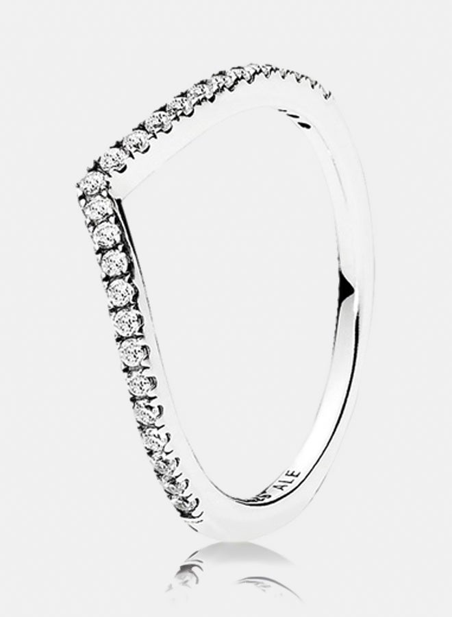PANDORA Wishbone Silver Ring with Clear Cubic Zirconia
