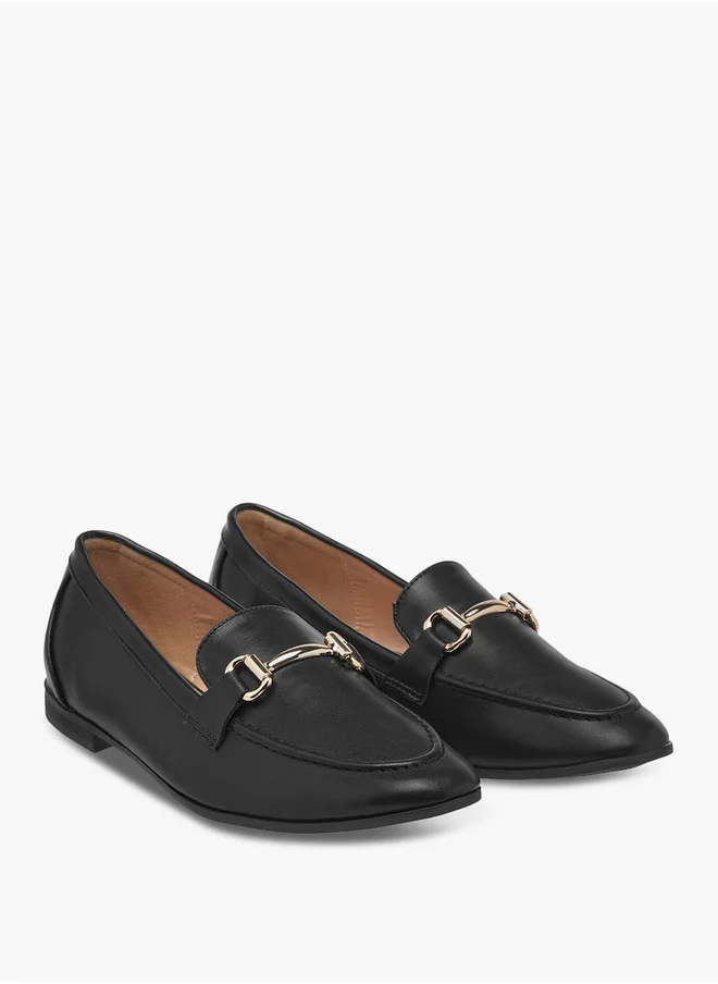 Celeste Women's Metallic Pointed Toe Loafers with Metal Accent
