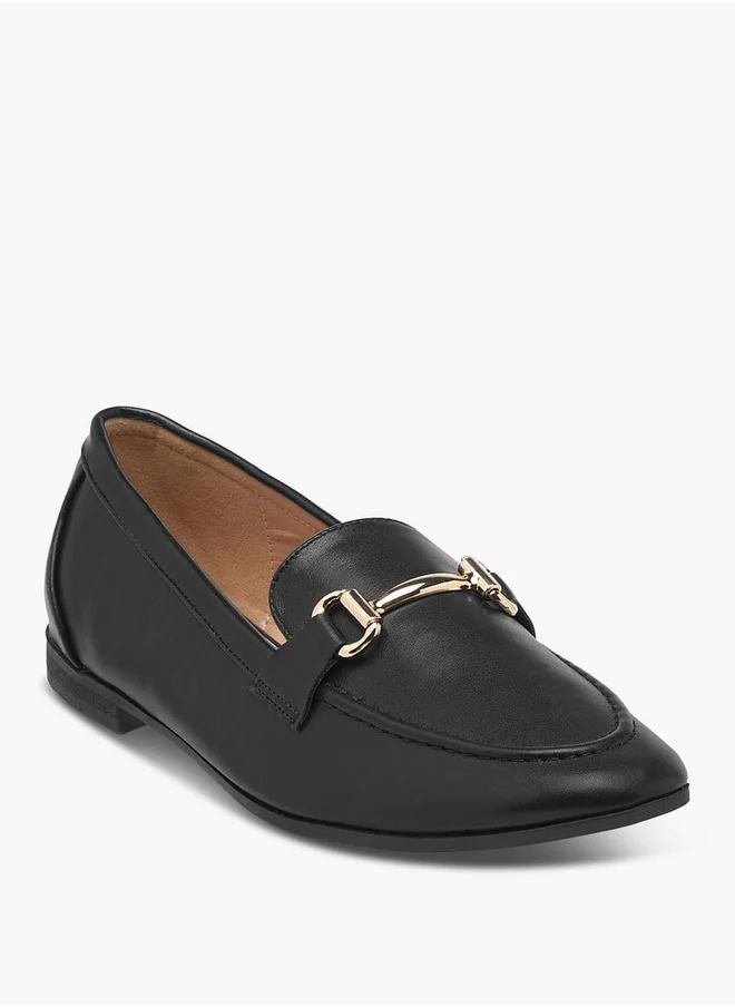 Celeste Women's Metallic Pointed Toe Loafers with Metal Accent