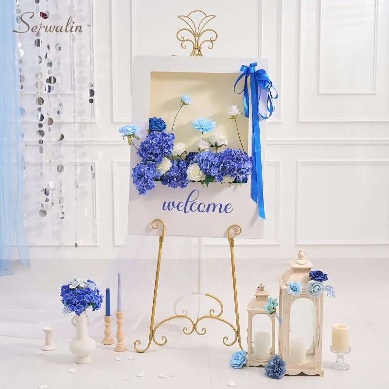 Serwalin 5PCS Real Touch Hydrangea Artificial Flowers, 20in Lifelike Latex Fake Hydrangea Flowers for Outdoor Wedding Office Family Party Living Room Table Decoration - Image 3