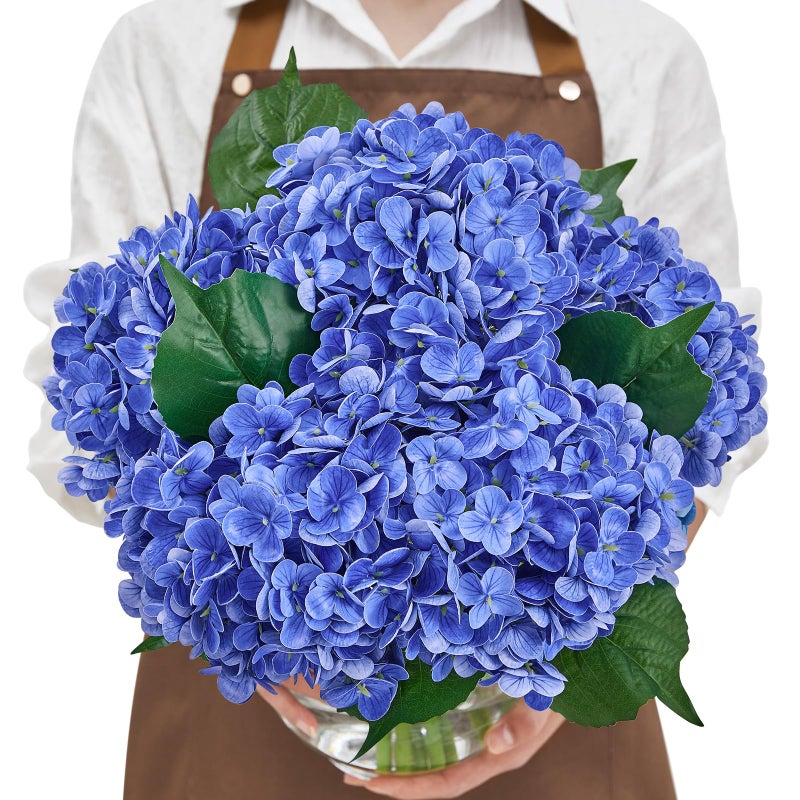 Serwalin 5PCS Real Touch Hydrangea Artificial Flowers, 20in Lifelike Latex Fake Hydrangea Flowers for Outdoor Wedding Office Family Party Living Room Table Decoration - Image 1