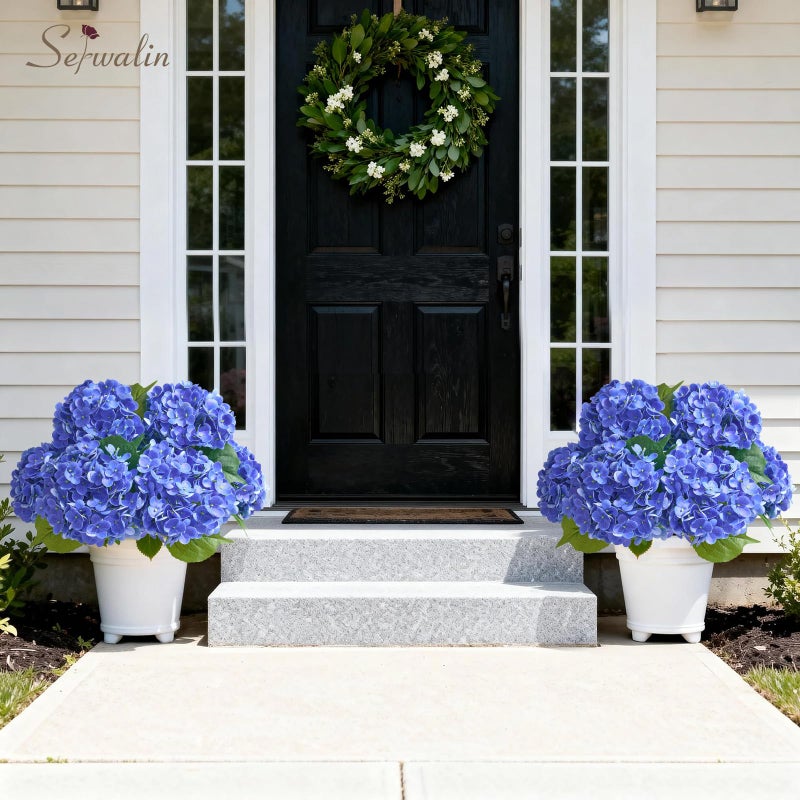 Serwalin 5PCS Real Touch Hydrangea Artificial Flowers, 20in Lifelike Latex Fake Hydrangea Flowers for Outdoor Wedding Office Family Party Living Room Table Decoration - Image 4