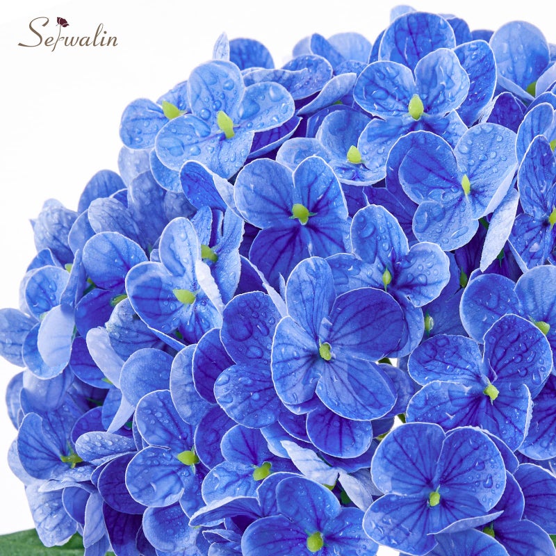 Serwalin 5PCS Real Touch Hydrangea Artificial Flowers, 20in Lifelike Latex Fake Hydrangea Flowers for Outdoor Wedding Office Family Party Living Room Table Decoration - Image 2