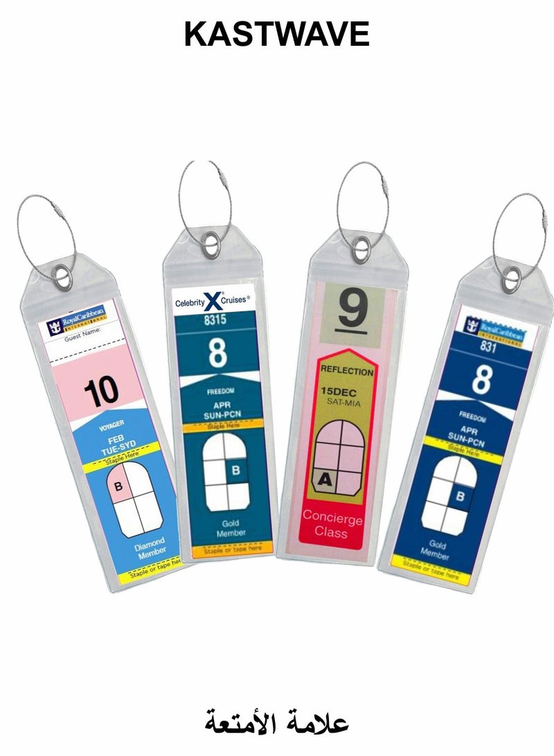 KASTWAVE Cruise Luggage Tag, ID Badge with Zip Seal & Steel Loops for Royal Caribbean & Celebrity Cruise, Clear Cruise Luggage Tags - Image 1