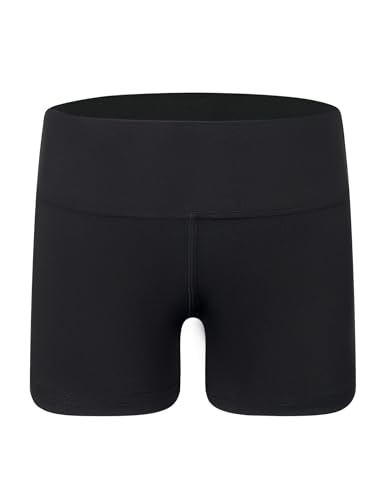 Gnainach Girls Dance Shorts Size 8-9 Years Old Solid Black Cool High Waisted Athletic Volleyball Short for Kids Cheer Ballet Yoga - Image 1