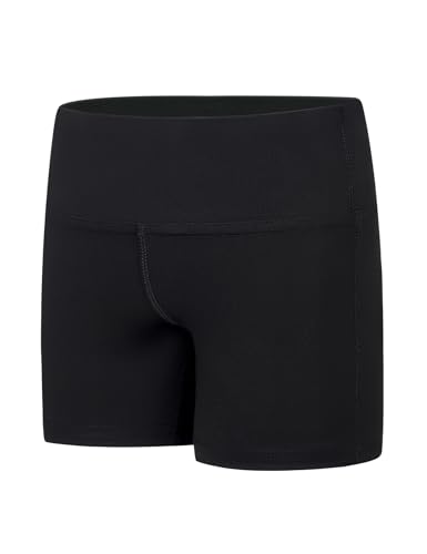 Gnainach Girls Dance Shorts Size 8-9 Years Old Solid Black Cool High Waisted Athletic Volleyball Short for Kids Cheer Ballet Yoga - Image 2