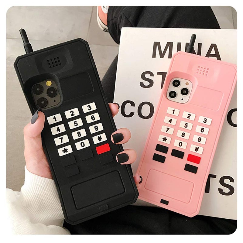 UnnFiko 3D Silicone Case Compatible with iPhone 16, Retro Classic Creative Soft Rubber Bumper Cover Cool Fun Thick Protective Stand Case (Retro Cellphone Black, iPhone 16) - Image 3