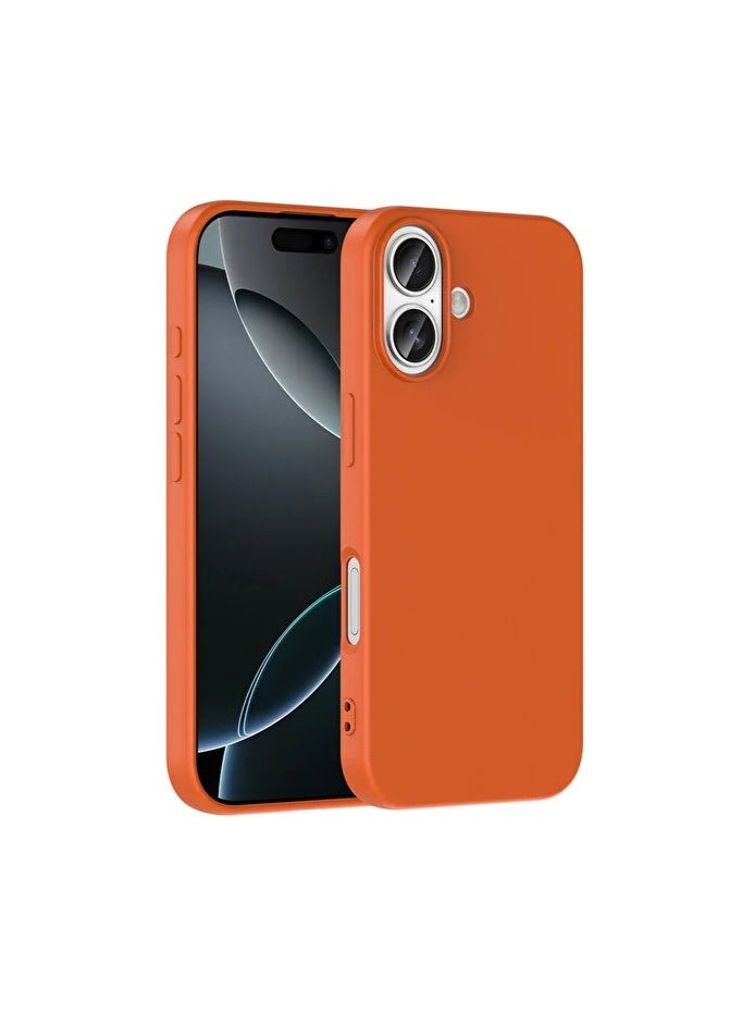 Shockproof silicone back cover compatible with iPhone 17, orange