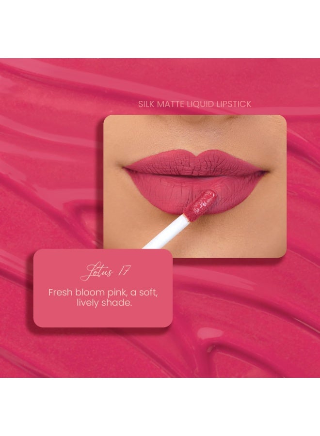 Parul Garg Beauty Silk Matte Liquid Lipstick | Long-Lasting & Smudge-Proof | Soft Matte Finish | Vegan & Clean Beauty | Hydrates with Shea Butter & Vitamin E | Shade: Lotus 17 - Bloom Pink, 3ml - Image 2