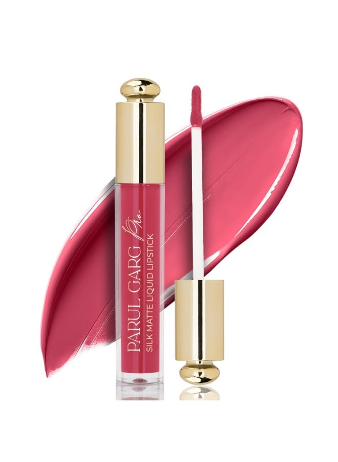 Parul Garg Beauty Silk Matte Liquid Lipstick | Long-Lasting & Smudge-Proof | Soft Matte Finish | Vegan & Clean Beauty | Hydrates with Shea Butter & Vitamin E | Shade: Lotus 17 - Bloom Pink, 3ml - Image 1