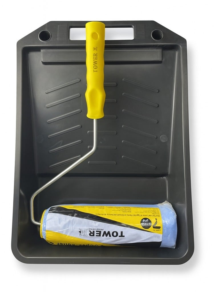 Tower أسطوانة طلاء 9 بوصة مع صينية طلاء لطلاء الجدران DIY، مستلزمات طلاء المنزل لطلاء الجدران والأسقف والحرف اليدوية / لإصلاح المنزل الغرفة للحصول على نتائج طلاء احترافية. - Image 1