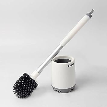 IMUU Toilet Brush and Holder Modern Design Silicone Toilet Brush Sets Long Handled Toilet Cleaner Brush Bathroom Toilet Brush Holder Set FreeStanding or Wall Mounted for Bathroom Toilet