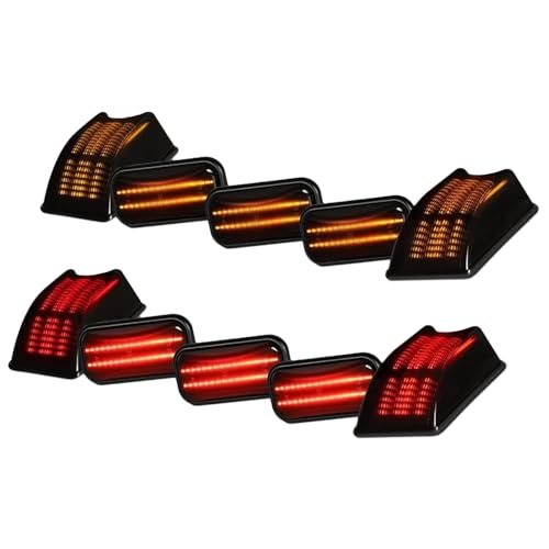 TOTMOX Cab Roof Marker Lights, LED Amber Top Clearance Running Lights, Roof Marker Lights Compatible with Hummer H2 2003-2009, Smoke Lens, Rear Red/Front Amber(10 Pcs) - Image 1