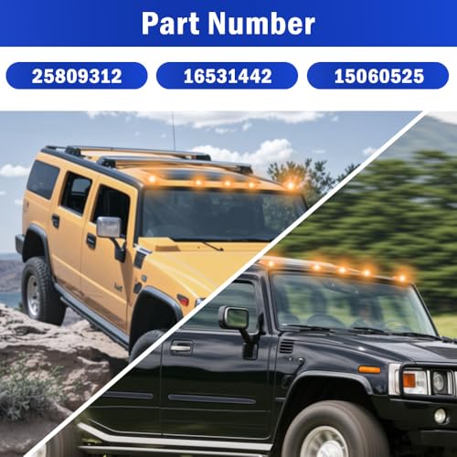 TOTMOX Cab Roof Marker Lights, LED Amber Top Clearance Running Lights, Roof Marker Lights Compatible with Hummer H2 2003-2009, Smoke Lens, Rear Red/Front Amber(10 Pcs) - Image 5