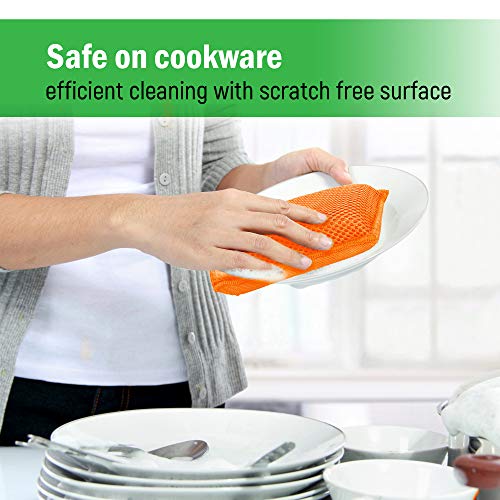 SCRUBIT Miracle Microfiber Kitchen Sponge by ScrubIt NonScratch Heavy Duty Dishwashing Cleaning sponges Machine Washable Orange - Image 5