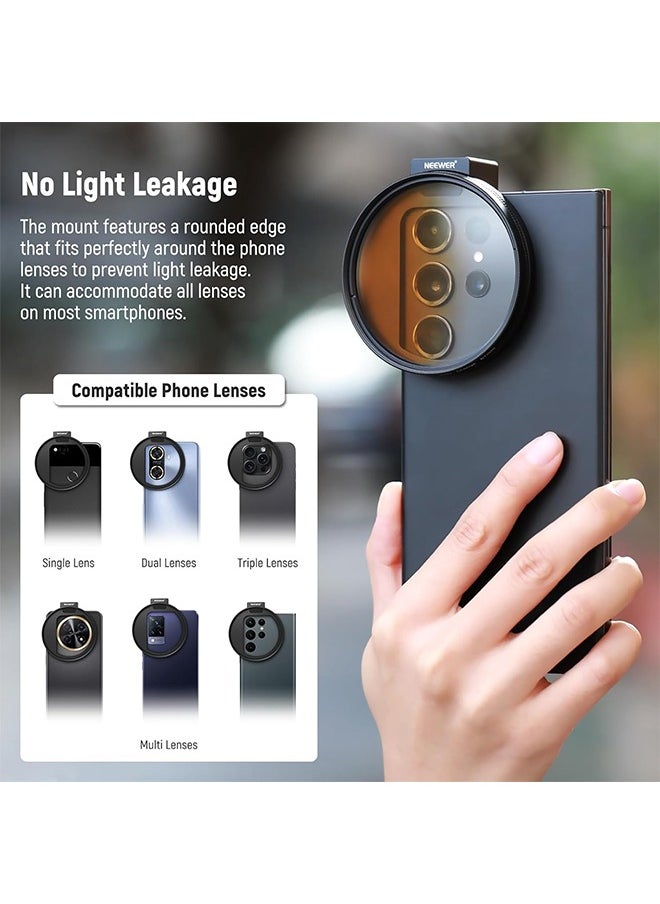 Neewer - NEEWER Clip On 67mm Phone ND Filter Kit, Upgraded Lens Clip Cold Shoe Mount/Locking Knob, CPL/ND32/6 Point Star/4 Graduated Color Filter Compatible with iPhone 16 15 Pro Max Plus 14 13 Samsung S23 S24 - Image 1