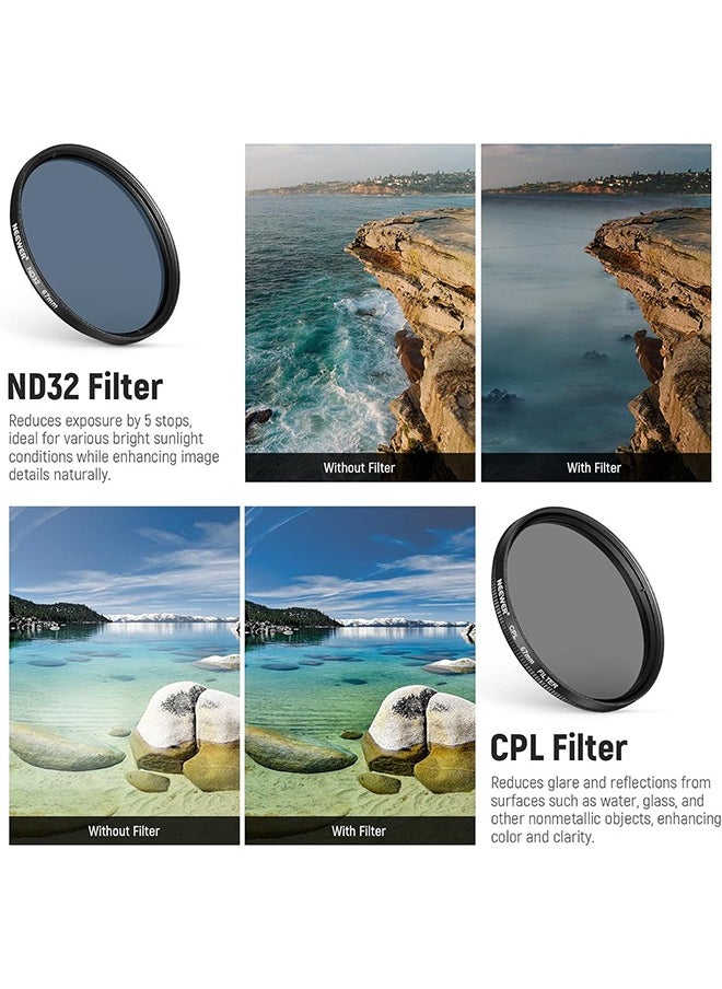 Neewer - NEEWER Clip On 67mm Phone ND Filter Kit, Upgraded Lens Clip Cold Shoe Mount/Locking Knob, CPL/ND32/6 Point Star/4 Graduated Color Filter Compatible with iPhone 16 15 Pro Max Plus 14 13 Samsung S23 S24 - Image 1