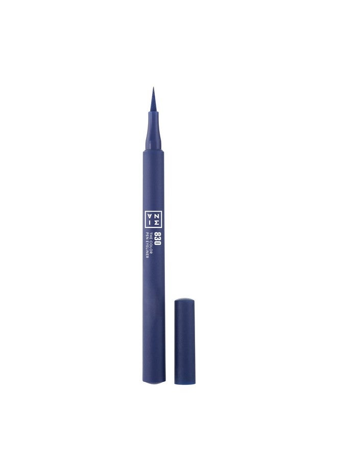 3INA The Color Pen Eyeliner 830 Ultra Fine Tip 14H Dark Blue Longwear Liquid Liner Vibrant Color Matte Smudgeproof Flake Proof Eye Makeup Cruelty Free Paraben Free Vegan Cosmetics Navy - Image 1