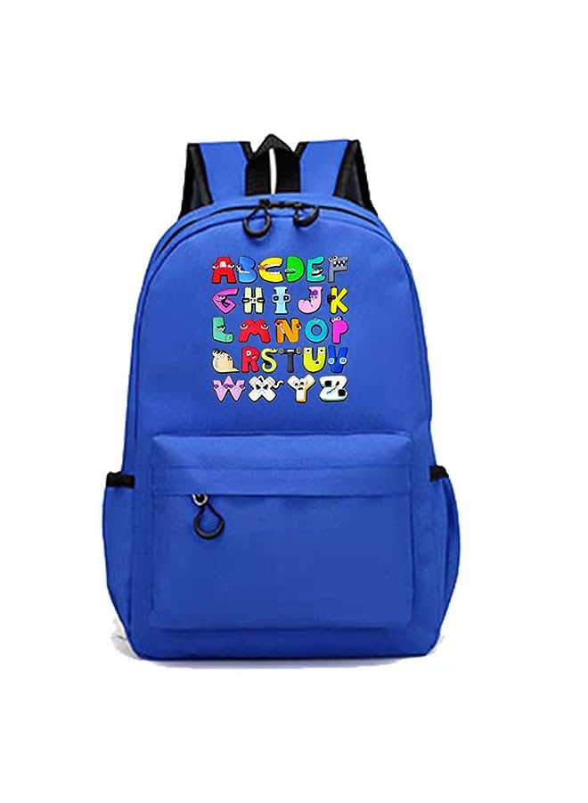 Raxoom لعبة أسطورة حروف الأبجدية لطلاب المدارس الابتدائية والمتوسطة حقيبة ظهر مدرسية هدايا للأطفال من الرسوم المتحركة للأطفال (أزرق) - Image 1