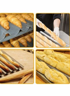 Baguette Baking Tray Non-Stick Perforated French Bread Stick Pan Mould Loaf 4 Trough Loaves Wave Baker for Oven (Silver) - pzsku/Z17D78773EB69A0D5894FZ/45/_/1692958056/fe3fa0ad-457e-4c10-88c8-755e1f623008