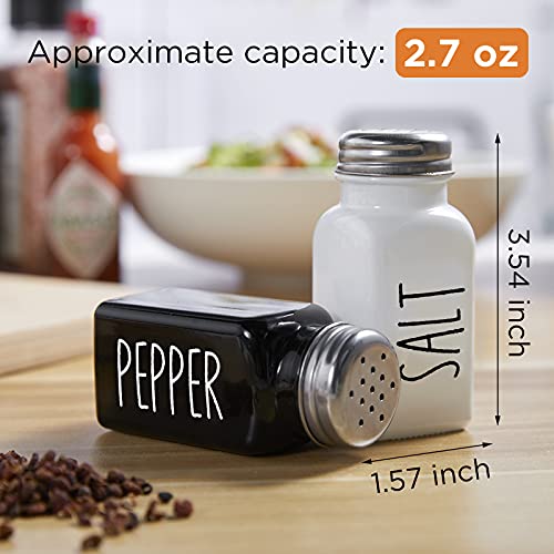 dopeca Salt and Pepper Shakers Set, Dopeca 2.7oz Glass Salt Shaker with Stainless Steel Lid, Black and White Modern Kitchen Decor and Accessories, Cute Salt and Pepper Set for Kitchen or Restaurant - Image 3