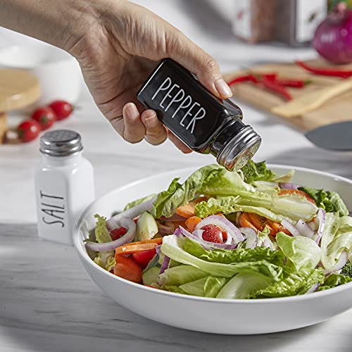 dopeca Salt and Pepper Shakers Set, Dopeca 2.7oz Glass Salt Shaker with Stainless Steel Lid, Black and White Modern Kitchen Decor and Accessories, Cute Salt and Pepper Set for Kitchen or Restaurant - Image 2