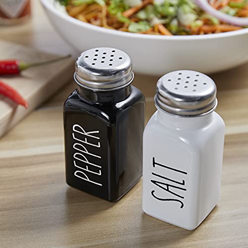 dopeca Salt and Pepper Shakers Set, Dopeca 2.7oz Glass Salt Shaker with Stainless Steel Lid, Black and White Modern Kitchen Decor and Accessories, Cute Salt and Pepper Set for Kitchen or Restaurant - Image 4