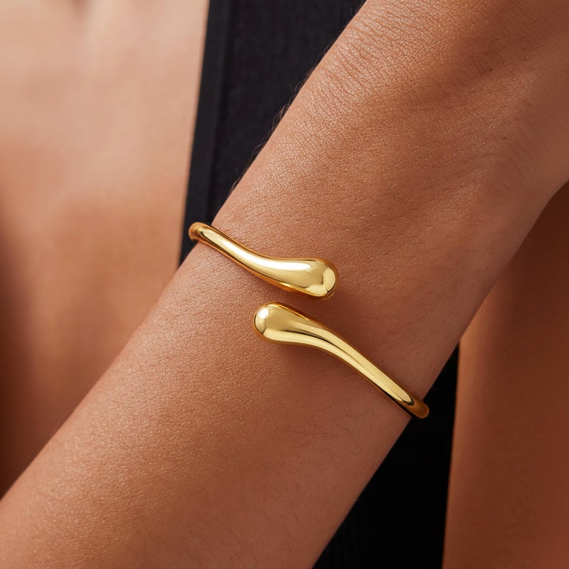 Robaice Gold Bracelets for Women Trendyï¼Œ14K Gold Plated Bangle Cuff Bracelet Chunky Twist Bracelet Non Tarnish Hypoallergenic Jewelry Gift for Women - Image 3