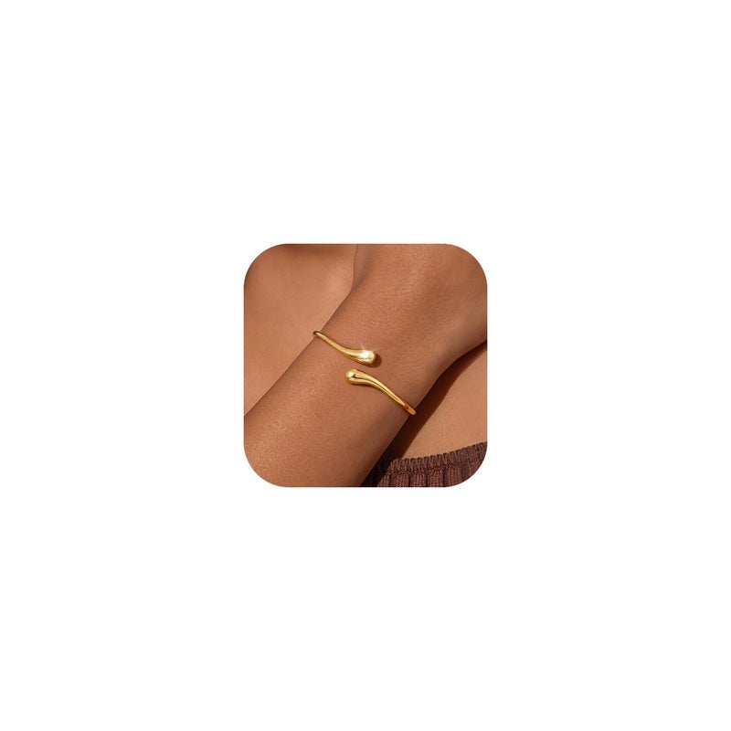 Robaice Gold Bracelets for Women Trendyï¼Œ14K Gold Plated Bangle Cuff Bracelet Chunky Twist Bracelet Non Tarnish Hypoallergenic Jewelry Gift for Women - Image 1