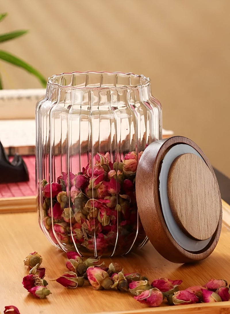 Pack of 2 Borosilicate Glass Storage Jar Set Elegant And Classy Design Transparent 700ml - Image 2