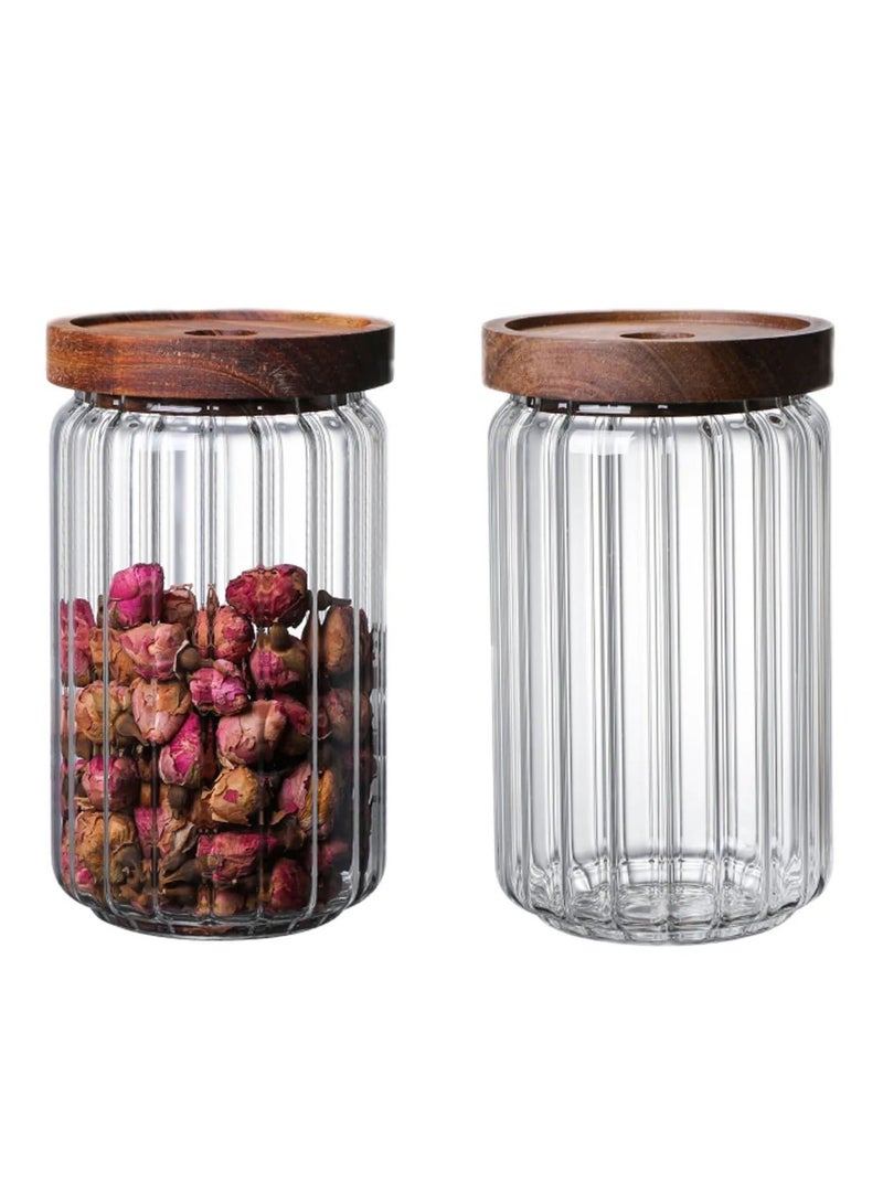 Pack of 2 Borosilicate Glass Storage Jar Set Elegant And Classy Design Transparent 700ml - Image 3