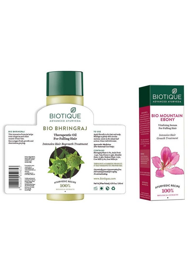 Biotique Bio Bhringraj Fresh Growth Therapeutic Oil, 200Ml And Bio Mountain Ebony Vitalizing Serum For Falling Hair Intensive Hair Growth Treatment, 120Ml (Pack Of 2) - Image 3