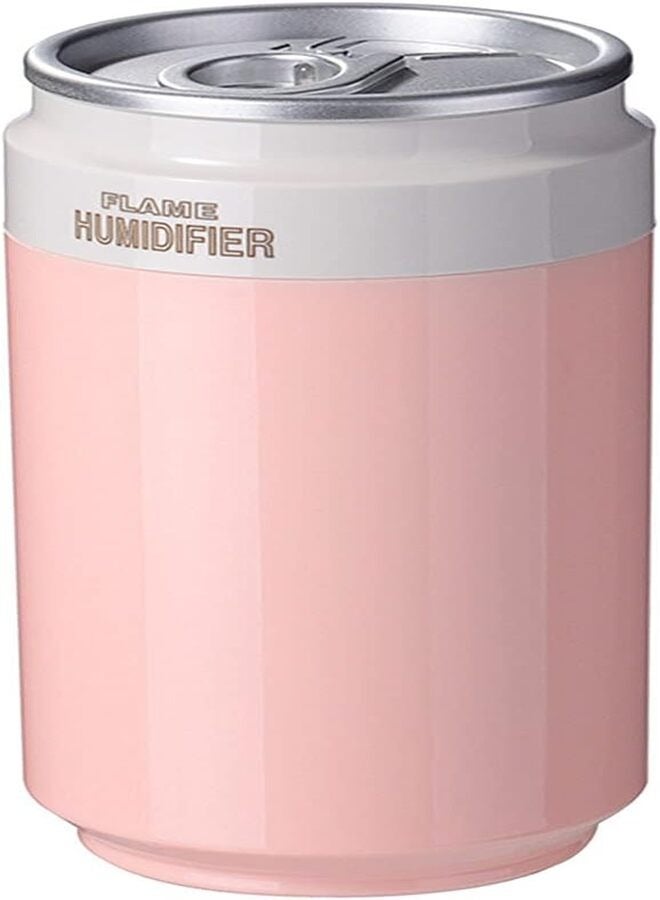 Portable USB Air Humidifier with Flame Lamp, Mini Personal Humidifier for Office, Travel, Car, Bedroom with Quiet Operation, Auto Shut-Off, 260ml, Pink  - Image 1