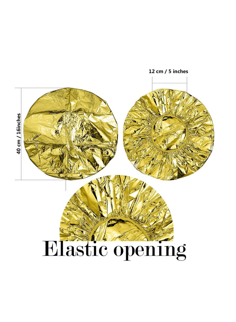 Excefore 12 قطعة قبعات مكثفة عميقة من الألومنيوم قابلة لإعادة الاستخدام لمعالجة الشعر، قبعات صبغ الشعر، قبعات دش للاستخدام في المنزل أو الصالون، كل قبعة قياسها 12 بوصة (ذهبى، فضى) - Image 3