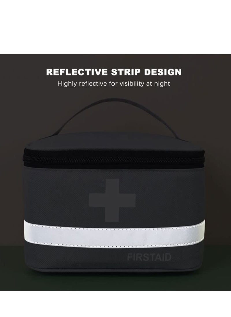 SYOSI - 2 Pcs Empty First Aid Bags with Small Medical Pouch, Insulated Survival Medicine Bag, Portable Medication Travel Carrying Case with Handle for Car Home Camping Office Workplace Deep Grey - Image 1